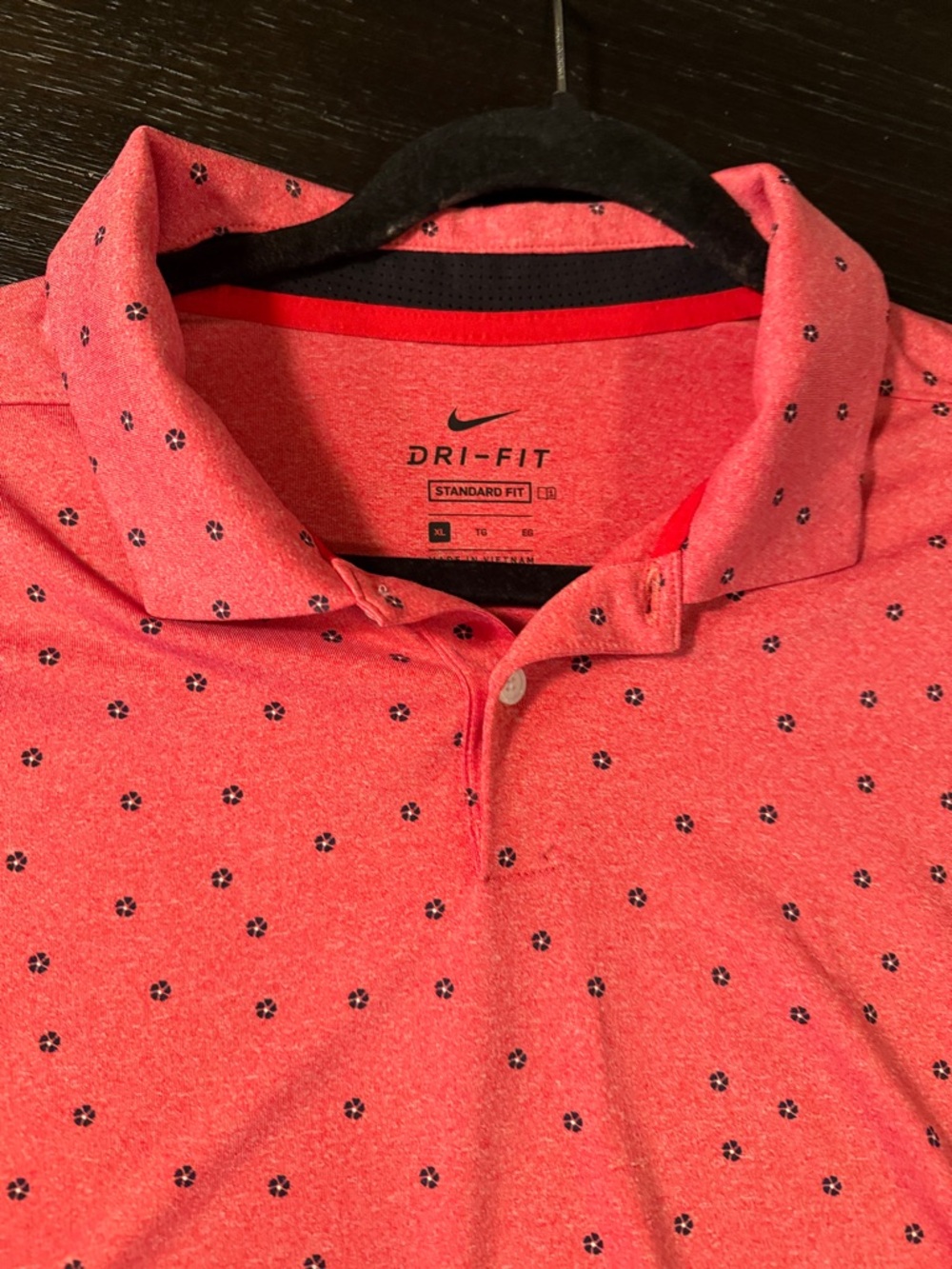 Nike Men's Coral Red Micro-Print Dri-FIT Polo size XL excellent condition